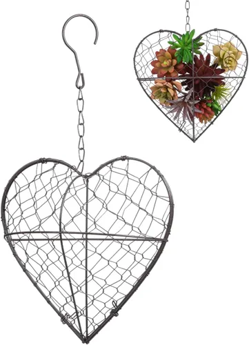 GANAZONO Cesta colgante en forma de corazón de 8.26 pulgadas, maceta de alambre de metal para plantas suculentas y flores, para interiores y