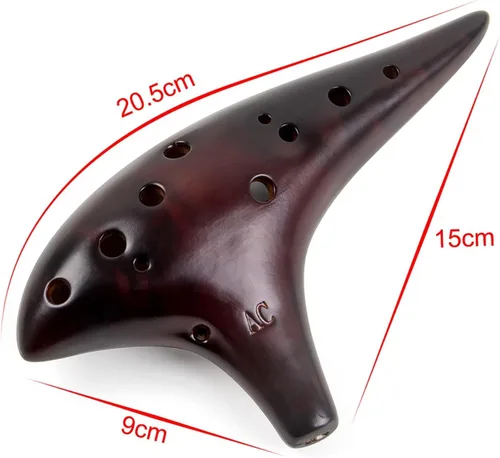 Miniatura 5 de AKLOT - Ocarina de 12 agujeros, Alto C, de cerámica ahumada, con bolsa protectora, libro de canciones para principiantes, para mayores de 15 años