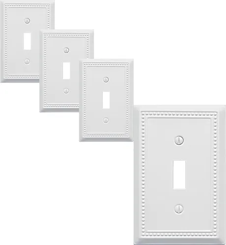 Miniatura 42 de OKAWYC Cubierta de Interruptor de Luz de Tomacorriente Dúplex Individual Belaire de Metal con Cuentas para Pared, Paquete de 4 Latón Antiguo 1 Gang