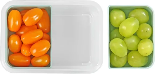 Miniatura 7 de carrotez Recipientes de almacenamiento de alimentos con 2 compartimentos removibles, recipientes para bocadillos con tapas herméticas, control