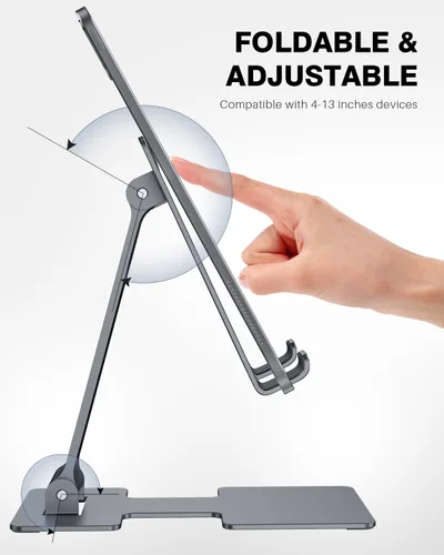 Miniatura 5 de Anozer Soporte para tableta, soporte ajustable para tablet de escritorio, plegable para iPad Air 5/4/Mini 6/Mini 5/10.2/Pro 12.9/Pro 11, monitor