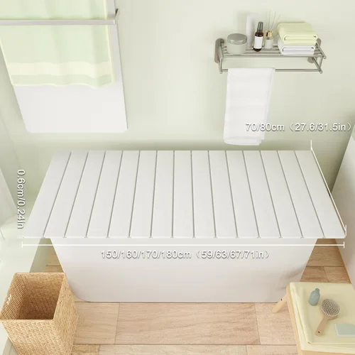 Miniatura 2 de Bandeja de bañera, cubierta plegable antipolvo para bañera, cubierta aislante de baño, PVC, persiana para bañera, tapa de bañera, se adapta a