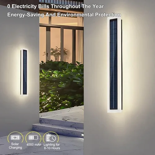 Miniatura 4 de Luces solares de pared LED impermeables para exteriores, 15.7 in de largo, pantalla de acrílico montada del atardecer al amanecer, 8 W, lámpara