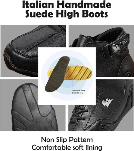 Miniatura 29 de JishinGal Botas Chukka de ante para hombre, ligeras, descalzas, para caminar, al aire libre, informales, italianas, hechas a mano, de caña alta, sin