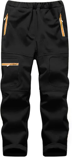Miniatura 38 de linlon Pantalones impermeables para la nieve para niños y niños, forro polar lind para senderismo, softshell, cálidos, con aislamiento térmico