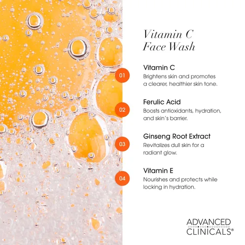 Miniatura 4 de Advanced Clinicals Limpiador facial suave con vitamina C para mujeres y hombres Jabón limpiador facial de gel con aroma a cítricos Aloe Vera +