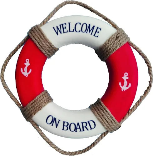Miniatura 12 de MorroMorn Salvavidas Decoración Colgante de Pared - Bienvenido a Bordo Decoración del Hogar Estilo Mediterráneo Cuerda de Cáñamo (Azul, 10")
