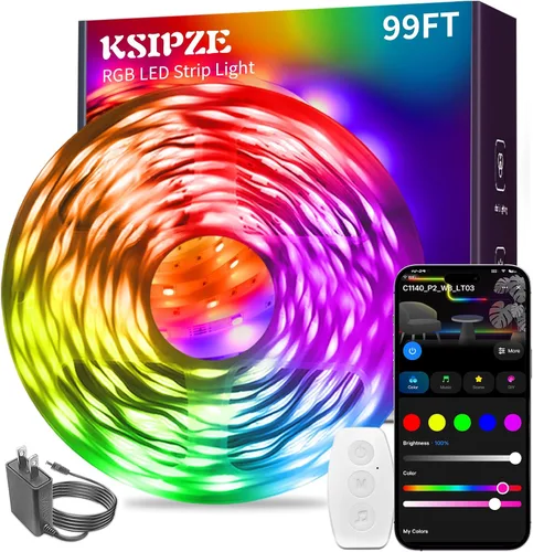 Miniatura 8 de KSIPZE Tira de luces LED inteligentes con WiFi, luces LED RGB+IC para dormitorio, trabajo con Alexa, control de aplicación, sincronización