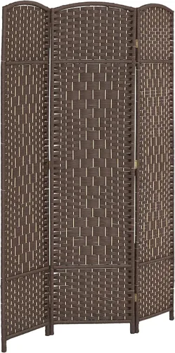 HOMCOM Divisor de habitación de 3 paneles, pantalla de privacidad plegable de 6 pies de alto, partición de pared independiente tejida a mano para