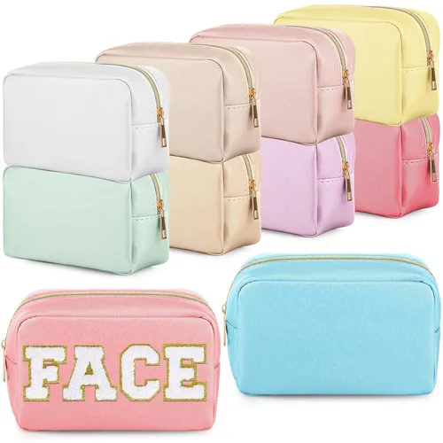 Miniatura 13 de Sweetude 10 bolsas de maquillaje a granel para mujeres, regalo preparatorio, bolsa de cosméticos de piel sintética, pequeña bolsa de aseo