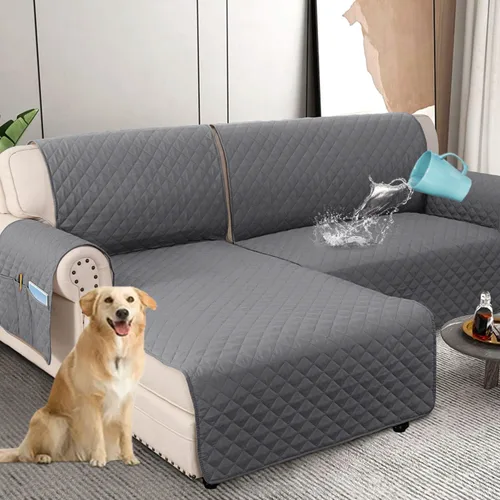 Miniatura 17 de H.VERSAILTEX Fundas de Sofá Seccional 100% Impermeables de 2 Piezas Fundas de Sofá en Forma de L Lavables para Perros Antideslizantes