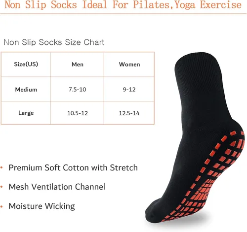 Miniatura 7 de NOVAYARD 5 pares de calcetines antideslizantes para hospital, diabéticos, yoga, pilates, barre hombres y mujeres