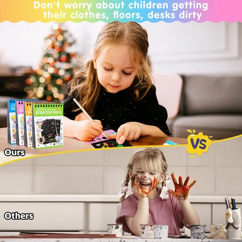 Miniatura 3 de YSCare Paquete de 24 Cuadernos de Artes y Manualidades para Rascar, Notas de Arte Arcoíris para Rascar, Rellenos para Bolsas de Golosinas Regalos