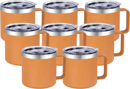 Miniatura 17 de VEGOND Taza de café aislada de 14 onzas con asa, taza de café de viaje de acero inoxidable con tapa, taza de café de metal al vacío de doble pared