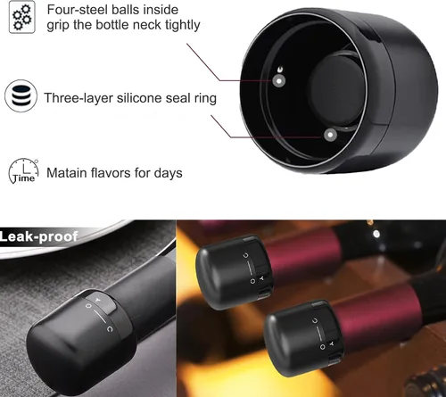 Miniatura 2 de Tapón de vino para vino, paquete de 2 tapones de botella de vino sellado de silicona, sellador de vino reutilizable de giro para sellar, tapón