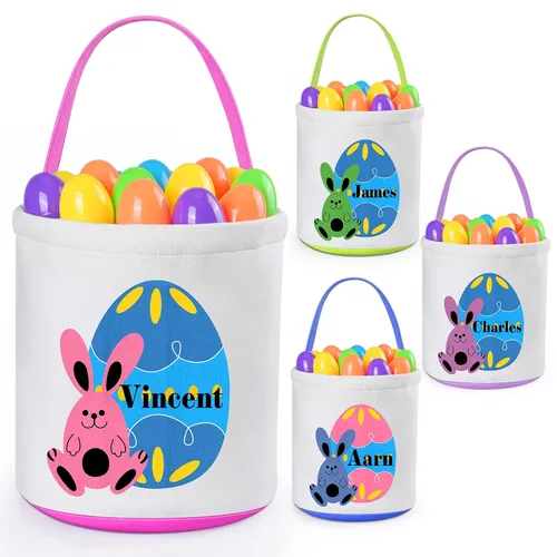 Miniatura 22 de Jocidea - Cesta de Pascua personalizada, paquete de 1 cestas de Pascua personalizadas para niñas y niños, cesta de Pascua personalizada para bebés