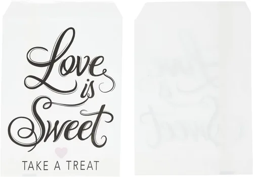 Miniatura 4 de Sparkle and Bash Love Is Sweet - Bolsas de papel para golosinas – Paquete de 100 unidades, 5 x 7.5 pulgadas, color blanco, bolsas de regalo