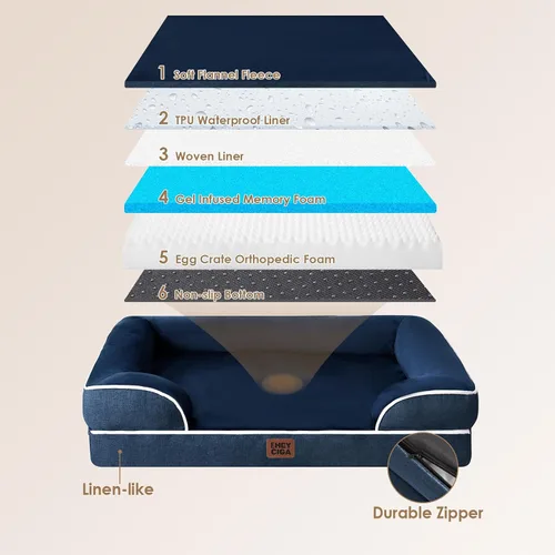 Miniatura 198 de EHEYCIGA – Cama ortopédica impermeable para perros pequeños, de espuma viscoelástica tipo caja de huevos, con bordes elevados y base antideslizante