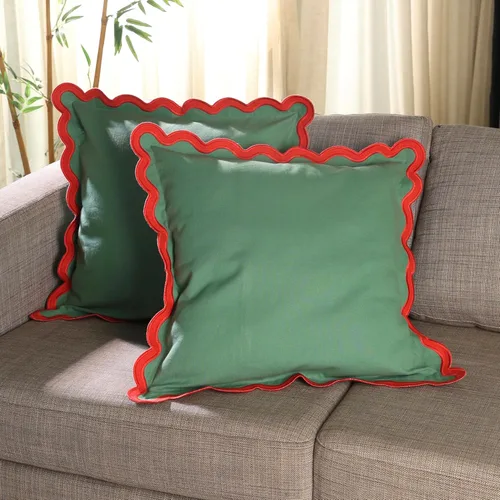 Miniatura 15 de Fundas de almohada Folkulture para sofá o para sala de estar Juego de 2 fundas de almohada (18x18) con diseño boho Fundas de almohada Rubor