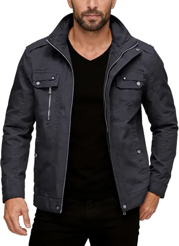 Miniatura 7 de Wantdo chaqueta cierre frontal liviana cuello parado de algodón para hombre
