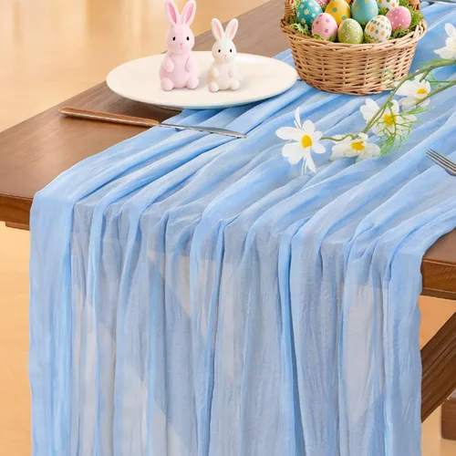 Miniatura 52 de Socomi - 10 caminos de mesa de gasa, estilo bohemio y rústico, para primavera, Pascua, bodas, fiestas, baby showers, cumpleaños y decoración, 120