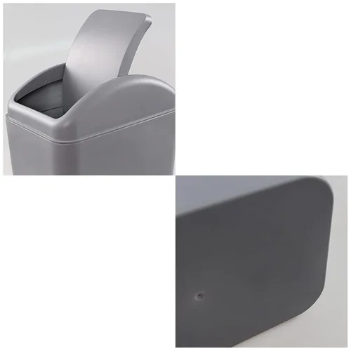 Miniatura 4 de Cubo de basura de plástico gris de 3.5 galones, 2 unidades Bote de basura delgado para garaje