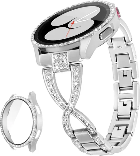 Correa para Galaxy Watch 4 en forma de X para Samsung Galaxy Watch 4 y 5, correa de 1.575 pulgadas (1.575 in) con protector de pantalla, liberación