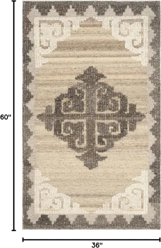 Miniatura 3 de SAFAVIEH Kenya Collection - Alfombra decorativa de 3 x 5 pies, marrón y carbón, lana tribal anudada a mano, ideal para zonas de alto tráfico