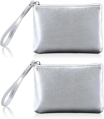 Miniatura 23 de Paquete de 2 pequeñas bolsas de maquillaje con cremallera para bolso, lápiz labial, organizador de maquillaje de viaje para mujeres, productos Negro