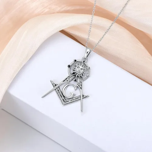 Miniatura 17 de PROESS Collar de plata de ley con colgante de montaña y sol de semilla de mostaza/masónico/brújula para mujeres y hombres, collar con colgante
