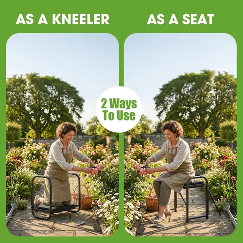 Miniatura 5 de seasky Rodillero y asiento plegable para jardín, banco de jardinería antivuelco, almohadilla gruesa y suave, taburete de jardinería resistente