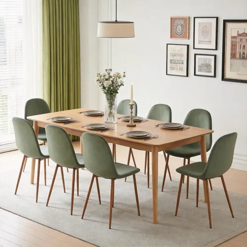Miniatura 8 de Juego de 4 sillas de comedor de terciopelo, asientos modernos con patas de metal para sala, dormitorio, comedor, sillas verdes para comedor, juego