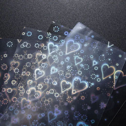 Miniatura 4 de 100 fundas holográficas con forma de corazón dulce, lindo protector de tarjeta Holo brillante para Kpop Idol/TCG/CCG tamaño estándar/cubierta