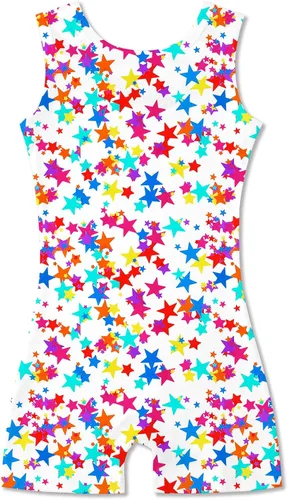Funnycokid Leotardos de gimnasia para niñas con pantalones cortos brillantes para danza, mallas ciclistas activas de sirena de 2 a 10 años
