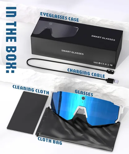 Miniatura 7 de Lentes inteligentes AI con cámara 4K, gafas de grabación de video con cámara, gafas de sol deportivas polarizadas con estabilización EIS