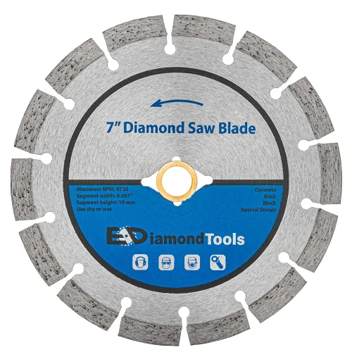 Miniatura 10 de Hoja de sierra de diamante segmentada de 4 "para hormigón, ladrillo, bloque y mampostería, altura de segmento de 0.394 in, eje de 7/8"-5/8