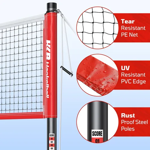 Miniatura 4 de Haokelball Outdoor Badminton Net Set with Anti-Sag Winch System - 20ft Badminton Net, 4 Rackets, 4 Shuttlecocks & Carry Bag, Badminton Set for