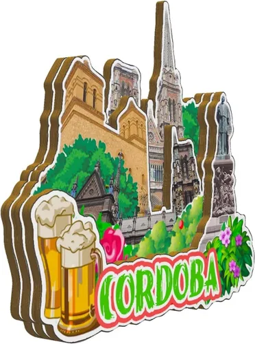 Miniatura 2 de Córdoba Argentina Imán de nevera de madera 3D Monumentos de viaje coleccionables recuerdos decoración hecha a mano -2513