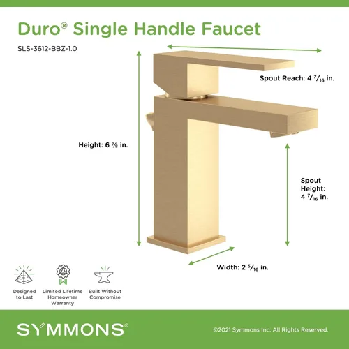 Miniatura 4 de Symmons SLS-3612-MB-1.0 Duro Grifo de baño de una sola manija