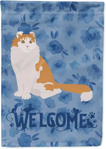 Miniatura 132 de Caroline's Treasures CK5047CHF Ojos Azules - Bandera de bienvenida con diseño de gato para casa de porche, grande, para colgar en la pared