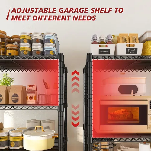 Miniatura 5 de REIBII Estantería de Metal de 5 Niveles de Alambre Resistente, Estantes de Almacenamiento, Organizador de Acero Ajustable de Alambre para Cocina