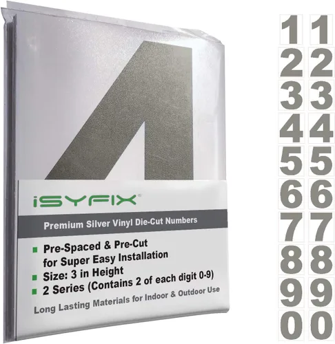 Miniatura 137 de iSYFIX Calcomanías de Números de Vinilo Verde Manzana – 1.5 Pulgadas Autoadhesivas (2 Juegos) – Calcomanía Premium Troquelada y Pre-espaciada