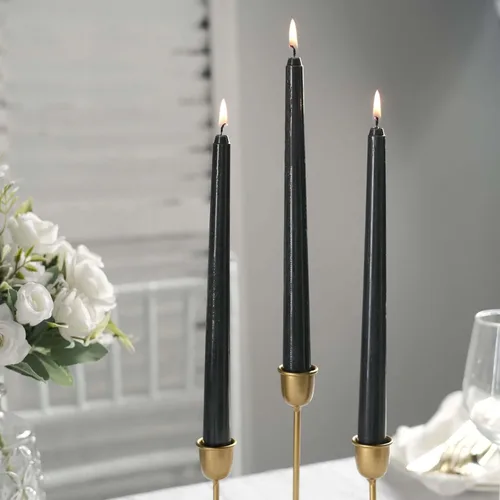Miniatura 47 de Efavormart 12 Pack 11" Velas cónicas de cera de parafina de rosa mate de color oro rosa de alta calidad, velas de cena largas sin aroma, con mecha