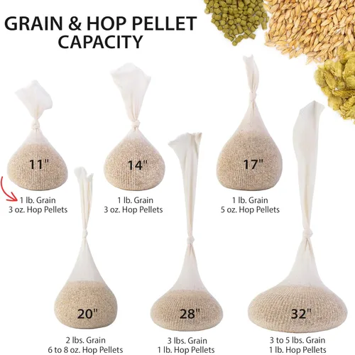 Miniatura 5 de Bolsas de cerveza de 11 pulgadas (5 unidades) de lúpulo, granos y especias, bolsas de malla de algodón para infusión de cerveza, vino, sidra, té