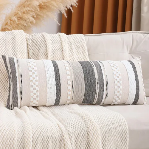 Miniatura 26 de Juego de 2 fundas de almohada bohemias de 18 x 18 pulgadas, fundas de almohada decorativas de felpilla con patrón de granja para decoración del hogar