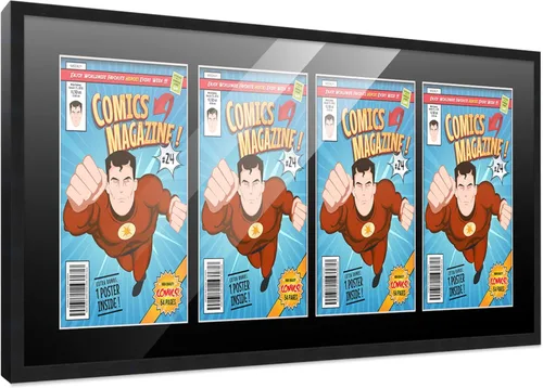 Miniatura 10 de Poster Palooza Marco de cómic con paspartú para 1 cómic de la Edad de Bronce publicado entre 1970 y 1985, marco de cómic negro para cómic de 7.25 x