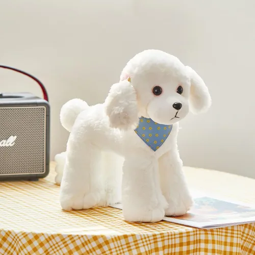 Miniatura 2 de Cachorro de caniche blanco realista, animal de peluche suave y adorable para abrazar, juguete de peluche para el día del niño, día festivo