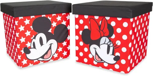 Miniatura 2 de Disney Mickey & Minnie - Organizador de cubos de almacenamiento de 15 pulgadas con tapas, juego de 2 Contenedor de cesta de tela, organizador