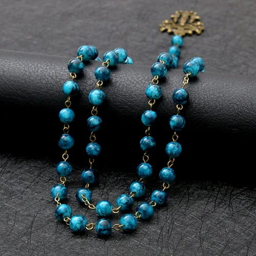 Miniatura 55 de KOMI Rosario de cuentas católicas para mujer, collar de cuentas de rosario con cruz de crucifijo, perlas de cristal, rosario, rosarios, católicos