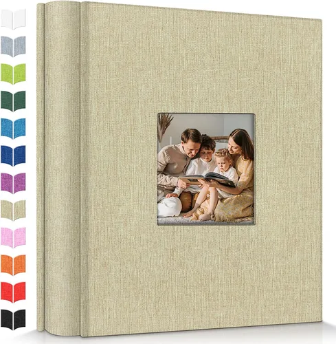 Miniatura 42 de Álbum de fotos Artfeel 4x6 con 300 bolsillos, álbumes de fotos deslizables, libro de memorias con cubierta de lino y ventana frontal, libro de fotos